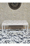 Beyaz Boyalı - L - Ayaklı 100 cm x 38 cm Oturak - Bench - Makyaj Taburesi - Makyaj Oturak Krem Renk 100 x 40 Boyut/Ebat