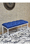 Beyaz Boyalı - L - Ayaklı 100 cm x 38 cm Oturak - Bench - Makyaj Taburesi - Makyaj Oturak Mavi Renk 100 x 40 Boyut/Ebat