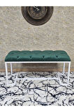 Beyaz Boyalı - L - Ayaklı 100 cm x 38 cm Oturak - Bench - Makyaj Taburesi - Makyaj Oturak Yeşil Renk 100 x 40 Boyut/Ebat