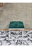 Beyaz Boyalı 45 cm x 45 cm Çaprazlı Puf Bench Oturak Yeşil Renk 45 x 45 Boyut/Ebat