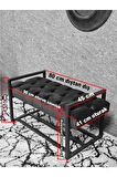 Beyaz Boyalı Metal 80 cm Puf Bench - Antre Puf - Hol Bench - Puf - Oturak - Bench Füme Renk 90 x 45 Boyut/Ebat