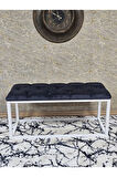 Beyaz Boyalı Diktörtgen 100 cm x 40 cm Oturak Puf - Bench - Makyaj Oturağı - Oturak Füme Renk 100 x 40 Boyut/Ebat