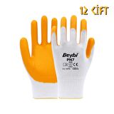Beybi Polyester-Nitril İş Eldiveni PN7 No: 10 SARI - 12 Çift