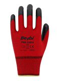Beybi Polyester-Nitril İş Eldiveni PN5 Zebra No: 10 KIRMIZI - 12 Çift