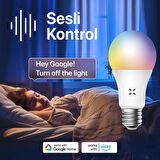 Wi-Fi LED Akıllı RGB Ampul Mobil Uygulama Denetimli, Google Home ve Alexa Uyumlu Çok Renkli Lamba X7021