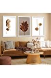 GÜMÜŞ AYNALI PLEKSİ ÇERÇEVELİ MODERN GRİ SARI YAPRAK DESENLİ SOYUT ÇİZİM TABLO