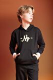 DeFacto Erkek Çocuk Oversize Geniş Kalıp Kapüşonlu Sırt Baskılı Sweatshirt B6135A824SPBK81