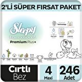Sleepy Bio Natural Premium Plus 2'li Süper Fırsat Paketi Bebek Bezi 4 Numara Maxi 246 Adet