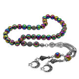 Kararmaz Metal Püsküllü Küre Kesim Multicolor Hematit Doğaltaş Tesbih