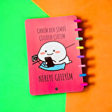 Canım Ben Şimdi Çileden Çıktım, Nereye Geleyim? - Tasarım Defter, Kalp Spiralli Çizgili Defter, Hediyelik Defter