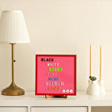 Dekoratif Pembe Keçe Zeminli Kırmızı Ahşap Çerçeveli Harf Panosu, Letter Board (Siyah Harf) Bebek Aylık Fotoğraf Hatıra Panosu