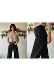 Kadın %100 Pamuk Wide Leg Baggy Jeans