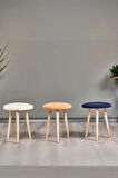 Ahşap Ayaklı Dekoratif Pelüş Puf Tabure Bench Sandalye Ayak Uzatma Pufu Makyaj Sandalye