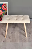 Puf Retro Ahşap Ayaklı Handmade Çok Amaçlı Kuzu Tüyü Puf Bench Koltuk Sandalye Makyaj Pufu