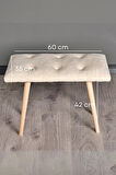 Puf Retro Ahşap Ayaklı Handmade Çok Amaçlı Kuzu Tüyü Puf Bench Koltuk Sandalye Makyaj Pufu