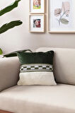 Premium Biyeli Tavşan Tüyü & Punch İşlemeli Tekli Dekoratif Özel Tasarım Kırlent Kılıfı 43x43cm