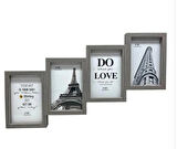 Çoklu Fotoğraf Çerçevesi MDF Ahşap Modern Kolaj Çerçeve Fotoğraf Tutucu 4 Fotoğraf 10x15cm kahverengi
