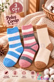 3''lü Kadın Renkli Peluş Sıcak Çorap Seti (SOFT TOUCH)
