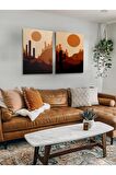 2li Set Boho Bohem Bohe Retro Art Soyut Tablo Dekoratif Kanvas Tablo Canvas Tablolar Soyut Tablolar