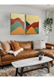 2li Set Boho Bohem Bohe Retro Art Soyut Tablo Dekoratif Kanvas Tablo Canvas Tablolar Soyut Tablolar