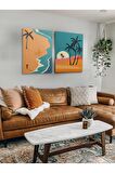 2li Set Bohem Bohom Bohe Boho Art Soyut Abstract Pastel Trend Dekoratif Kanvas Canvas Tablo Tablolar