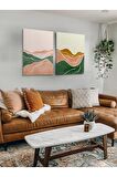 2li Set Bohem Bohom Bohe Boho Art Soyut Abstract Pastel Trend Dekoratif Kanvas Canvas Tablo Tablolar