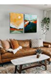 2li Set Bohem Bohom Bohe Boho Art Soyut Abstract Pastel Trend Dekoratif Kanvas Canvas Tablo Tablolar
