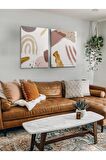 2li Set Bohem Bohom Bohe Boho Art Soyut Abstract Pastel Trend Dekoratif Kanvas Canvas Tablo Tablolar