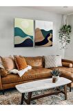 2li Set Bohem Bohom Bohe Boho Art Soyut Abstract Pastel Trend Dekoratif Kanvas Canvas Tablo Tablolar