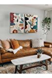 2li Set Bohem Bohom Bohe Boho Art Soyut Abstract Pastel Trend Dekoratif Kanvas Canvas Tablo Tablolar