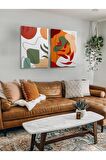 2li Set Bohem Bohom Bohe Boho Art Soyut Abstract Pastel Trend Dekoratif Kanvas Canvas Tablo Tablolar