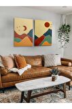 2li Set Bohem Bohom Bohe Boho Art Soyut Abstract Pastel Trend Dekoratif Kanvas Canvas Tablo Tablolar