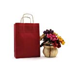 Büküm Saplı Kraft Kağıt Çanta Karton Hediyelik Poşet Torba - Bordo - 31x41 Cm. - 25 Adetlik Paket