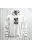 Born to Win Baskılı Kapüşonlu Sweatshirt Hoodie Kalın Kumaş 3 İplik Şardonlu