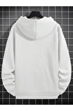 Erkek Boston Baskılı Oversize Kapşonlu Sweatshirt