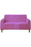 Bürümcük Koltuk, Kanepe Örtüsü Streç Tam Giydirme Likralı Yıkanabilir Çekyat 3 Kişilik Mor