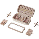 Aynalı Lüx Deri Kaplama Beyaz Mücevher Çift Fermuar Takı Kutusu - Kolye, Yüzük, Küpe Düzenleyici  Büyük Boy Model 3