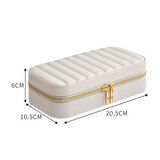 Aynalı Lüx Deri Kaplama Beyaz Mücevher Çift Fermuar Takı Kutusu - Kolye, Yüzük, Küpe Düzenleyici  Büyük Boy Model 3