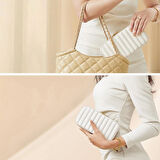 Aynalı Lüx Deri Kaplama Beyaz Mücevher Çift Fermuar Takı Kutusu - Kolye, Yüzük, Küpe Düzenleyici  Büyük Boy Model 3