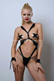 Kelepçeli Full Body Harness Set, Deri Fantezi İç Giyim, Bayan İç Giyim - Brf1102
