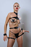 Deri Harness Takım, Deri Fantezi İç Giyim, Deri Clubwear, Dancewear - Brf1099