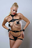 Deri Harness Takım, Deri Fantezi İç Giyim, Deri Clubwear, Dancewear - Brf1099