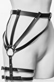 Seksi Siyah Deri Jartiyer Harness 1033