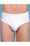  Erkek 3'lü Beyaz Klasik % 100 Pamuklu Penye Slip-Kom-Külot / 1050
