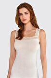 Kalın Askılı Beyaz Süper Esnek Dantelli VİSKON Atlet BERRAK / 7014