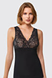 Kalın Siyah Askılı Dantelli VİSKOZ Atlet BERRAK / 7015