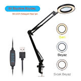 Katlanabilir Büyüteç Çok İşlevli 5/ 8X Işıklı LED Aydınlatmalı Masa Lambası USB Bağlantılı