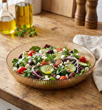 Berina Home 25 cm Büyük Boy Orange Cam Salata Kasesi - Sunum Kasesi – Şık Desenli, Dayanıklı ve Yerli Üretim - Salata Tabağı