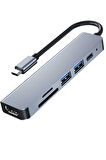 Type-c Çoğaltıcı Dönüştürücü 6in1 Hub Macbook Air Pro Uyumlu Hdmi Sd Kart PD Usb Çoklayıcı