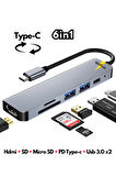 Type-c Çoğaltıcı Dönüştürücü 6in1 Hub Macbook Air Pro Uyumlu Hdmi Sd Kart PD Usb Çoklayıcı